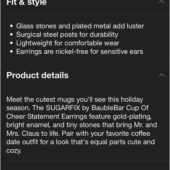 SUGARFIX by BaubleBar Cup Of Cheer Merry Mug Santa Mrs Claus Statement Earrings - Picture 6 of 10